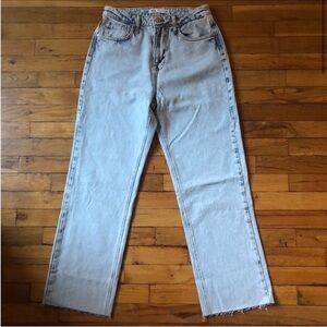 Zara High Waisted Straight Leg Light Wash Jeans